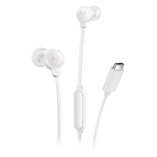 Motorola Earbuds 3C-S Λευκά In ear ακουστικά ψείρες USB-C handsfree με καλώδιο 1.2μ.