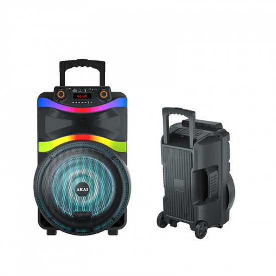 Akai ABTS-X4 Φορητό Party speaker τρόλεϊ με Bluetooth, USB, AUX, SD, FM, TWS, ενισχυτή, τηλεχειριστήριο και ασ. μικρόφωνο με 2 υποδοχές για ενσ. μικρόφωνα-25W RMS