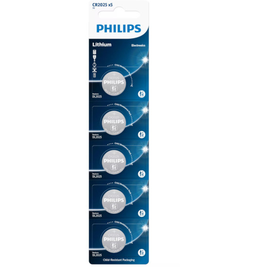 Philips CR2025P5/01GRS Μπαταρίες λιθίου 5 τμχ CR 2025 150 mAh 3 V