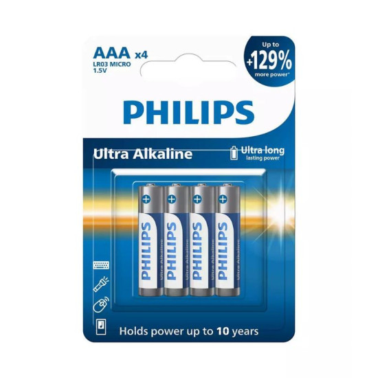 Philips LR03E4B/GRS Ultra αλκαλικές μπαταρίες Blister 4τμχ AAA