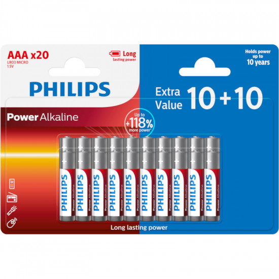 Philips LR03P20BP/GRS Power Alkaline Αλκαλικές μπαταρίες υψηλής απόδοσης 20 τμχ AAA