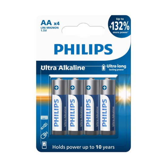 Philips LR6E4B/GRS Ultra αλκαλικές μπαταρίες Blister 4τμχ AA