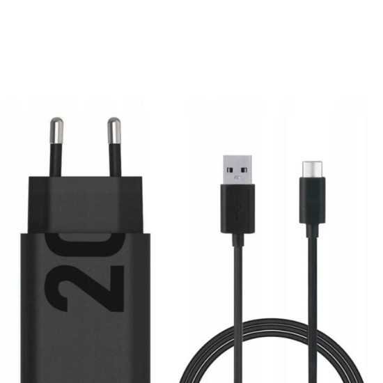 Motorola SJMC202-C Μαύρος ταχυφορτιστής USB-A με QC 3.0 και καλώδιο 1μ. Type-A σε Type-C-20W