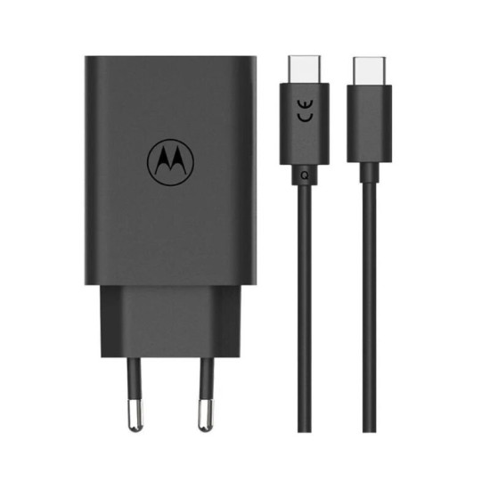 Motorola SJMC502 Μαύρος ταχυφορτιστής με 2xUSB Τype-C και Τype-A με USB-PD και καλώδιο 1μ. Type-C σε Type-C-50W