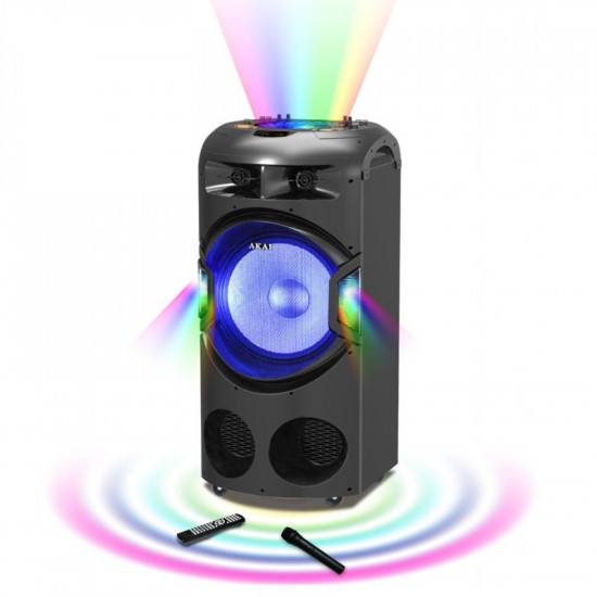 Akai DJ-BY4L Φορητό Bluetooth karaoke party speaker με μίκτη, LED και ασύρματο μικρόφωνο – 120W RMS