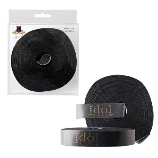 IDOL 1991 Μαύρη Velcro αυτοκόλλητη ταινία (8323973) για οργάνωση καλωδίων 25×1.2mm μήκους 10m