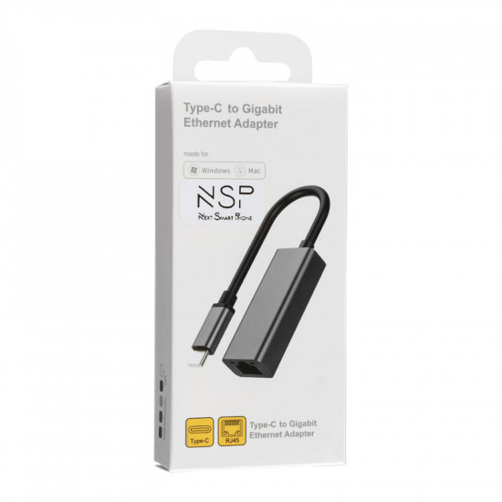 NSP N08 Αντάπτορας USB Type-C 3.1 αρσενικό σε RJ45 gigabit ethernet θηλυκό – 1000Mbps