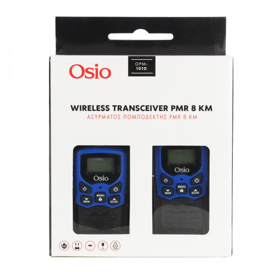 Osio OPM-1010 Mπλε PMR Walkie Talkie με φακό 8 km – 0.5W