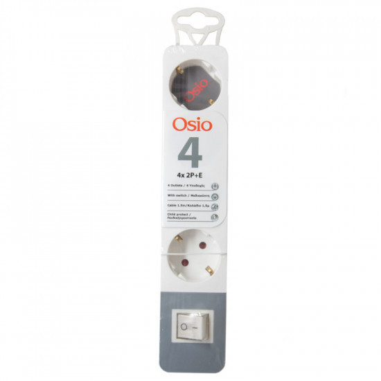Osio OPS-2004 Πολύπριζο 4 θέσεων με παιδική προστασία, διακόπτη και καλώδιο 1.5 m