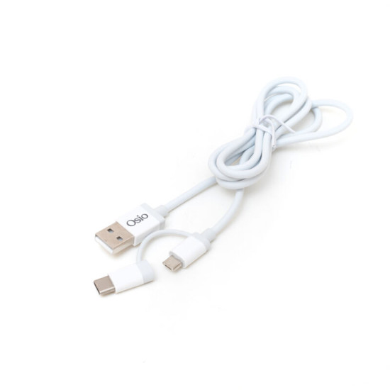 Osio OTU-495W Καλώδιο USB σε micro USB & USB TYPE C με αντάπτορα – 1 m