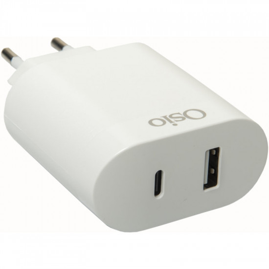 Osio OTU-5904W Διπλός φορτιστής κινητού με USB Type-C και USB Type-A – 18W