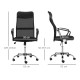 HOMCOM Εργονομική περιστρεφόμενη και κουνιστή καρέκλα γραφείου με ρόδες, ρυθμιζόμενο ύψος και διχτυωτή πλάτη μαύρη
