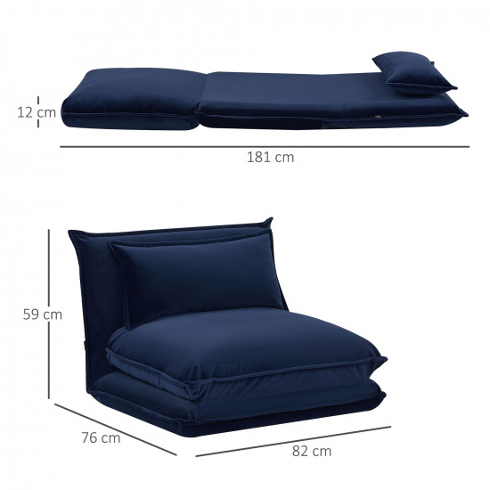 Καρέκλα δαπέδου HOMCOM με ρυθμιζόμενη πλάτη 5 θέσεων και επενδυμένο κάθισμα, σε ατσάλι και πολυεστέρα, σκούρο μπλε