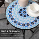Outsunny Στρογγυλό Μεταλλικό Μωσαϊκό Βοηθητικό Τραπέζι Κήπου με Κεραμικό Μπλουζάκι, 35,5x53,5cm, Μπλε