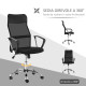 HOMCOM Εργονομική περιστρεφόμενη και κουνιστή καρέκλα γραφείου με ρόδες, ρυθμιζόμενο ύψος και διχτυωτή πλάτη μαύρη