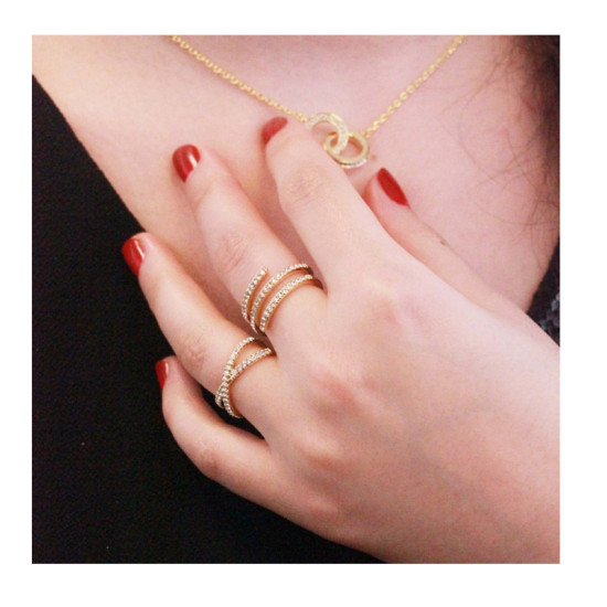 Δαχτυλίδι Σπιράλ από Ορείχαλκο με Κρύσταλλα Swarovski® Elements Χρώματος Χρυσό MYC DR0321_G_52