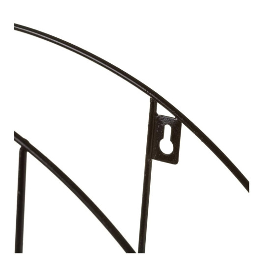 Επιτοίχια Μεταλλική Στρογγυλή Ραφιέρα με 3 Ξύλινα Ράφια 53 x 53 cm Χρώματος Μαύρο Bakaji 02839894