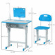 Σχολικό Γραφείο HOMCOM με Καρέκλα για Παιδιά 6-12 ετών Ρυθμιζόμενο Ύψος Λάμπα LED Αναλόγιο και θήκη για στυλό - Μπλε
