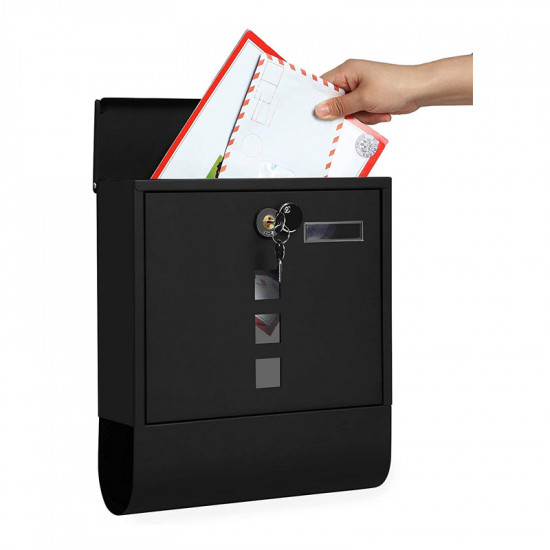 Γραμματοκιβώτιο από Ατσάλι 30.5 x 9.5 x 33.3 cm Χρώματος Μαύρο Songmics GMB020B02