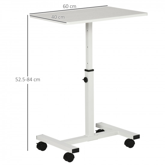 Τραπέζι Laptop HOMCOM Ρυθμιζόμενου ύψους με Ρόδες, 60x40x52,5-84cm, Λευκό