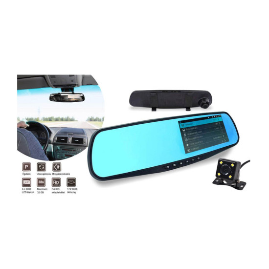 Κάμερα Καθρέπτης Αυτοκινήτου με Οθόνη LCD 4.3 ' Hoppline HOP1000733