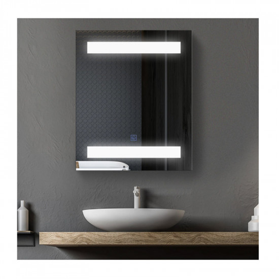 Καθρέπτης Μπάνιου με Ντουλάπι και LED Φωτισμό 60 x 50 x 15 cm HOMCOM 834-037WT