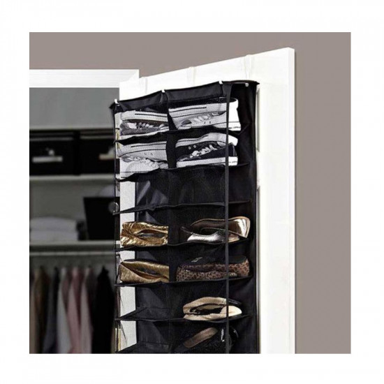 Κρεμαστή Θήκη με 26 Τσέπες για Παπούτσια 160 x 55 x 16 cm Χρώματος Μαύρο Hoppline HOP1000102-1