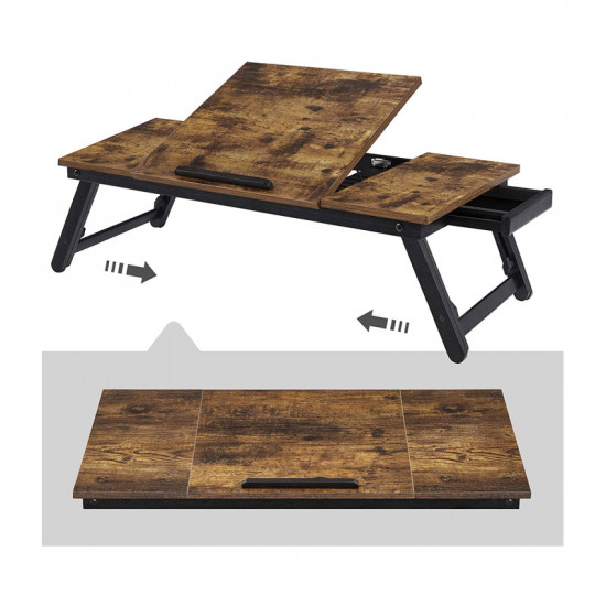 Ξύλινο Βοηθητικό Πτυσσόμενο Τραπέζι Πολλαπλών Χρήσεων με Βάση για Laptop 71 x 35 x 23 cm Songmics LLD110B01