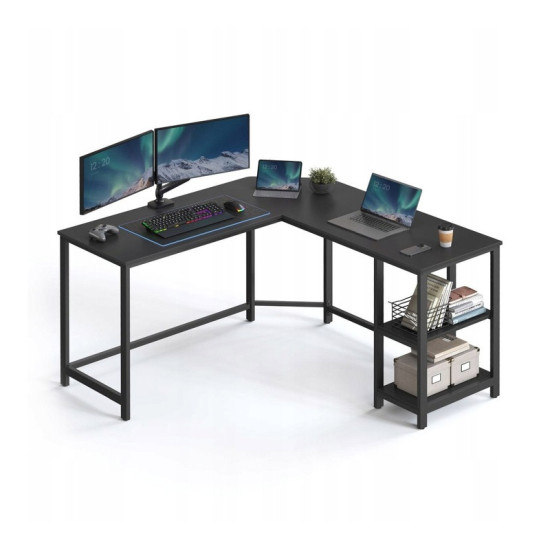 Μεταλλικό Γωνιακό Γραφείο με Θέση για Υπολογιστή 138 x 138 x 75 cm Χρώματος Μαύρο VASAGLE LWD072B56