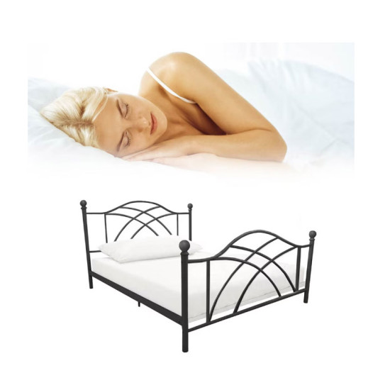 Μονό Μεταλλικό Κρεβάτι 90 x 200 cm Χρώματος Μαύρο Lotti Hoppline HOP1001132-1