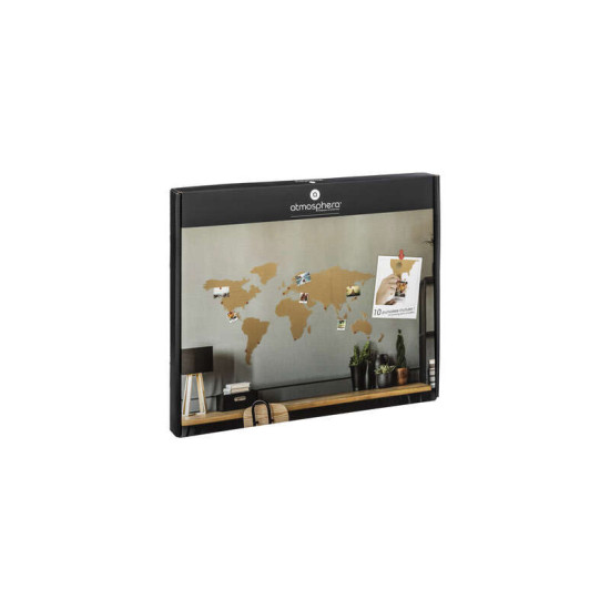 Πίνακας Ανακοινώσεων από Φελλό σε Σχήμα Παγκόσμιος Χάρτης με Πινέζες Cork World Map 102 x 0.5 x 50 cm Atmosphera 169357