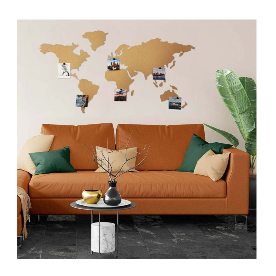 Αυτοκόλλητος Πίνακας Ανακοινώσεων από Φελλό σε Σχήμα Παγκόσμιος Χάρτης με Πινέζες Puzzle World Map 102 x 50 cm Bakaji 8054143000948