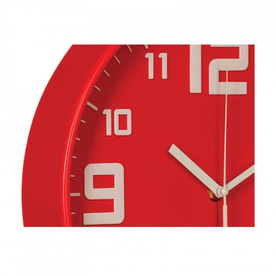Πλαστικό Ρολόι Τοίχου 30.5 cm Χρώματος Κόκκινο Atmosphera 114555-Red