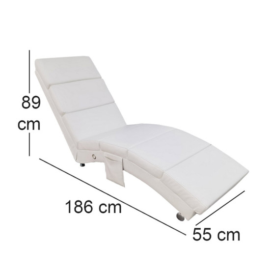 Πολυθρόνα - Ανάκλιντρο 55 x 186 x 89 cm Χρώματος Λευκό Bakaji 02815340