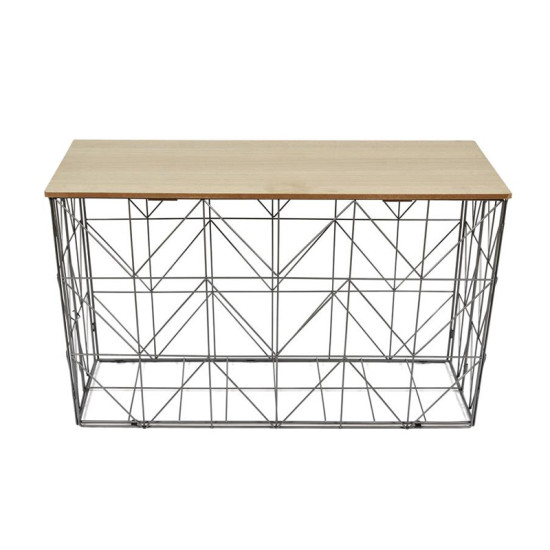 Πτυσσόμενο Μεταλλικό Ορθογώνιο Τραπέζι Σαλονιού 80 x 40 x 46 cm Χρώματος Γκρι Home Deco Factory HD7208