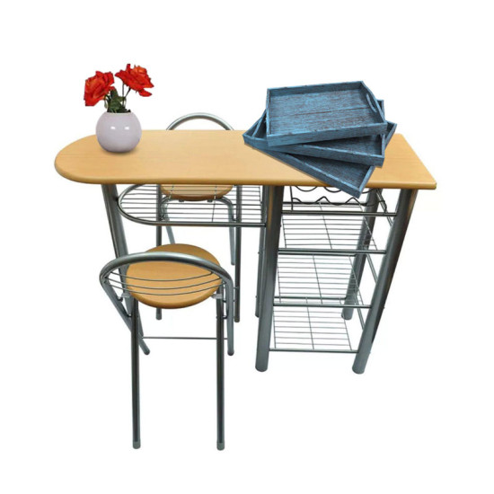 Σετ Μεταλλικό Τραπέζι - Bar 119 x 39.5 x 88 cm με 2 Πτυσσόμενα Σκαμπό Hoppline HOP1001096