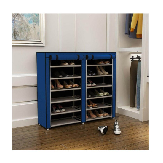 Stand Αποθήκευσης Παπουτσιών με 12 Ράφια 29 x 115 x 109 cm Χρώματος Μπλε Hoppline HOP1000975-4