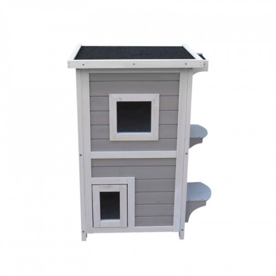 Ξύλινο Διώροφο Σπίτι Γάτας 51 x 61 x 81.5 cm Hoppline HOP1001370