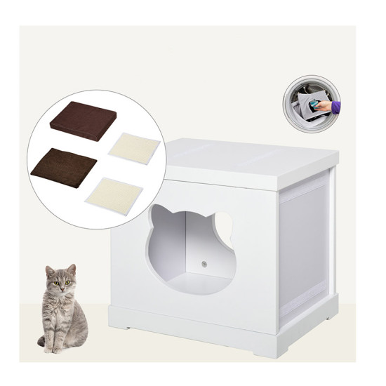Ξύλινο Σπίτι Γάτας 41 x 30 x 36 cm Χρώματος Λευκό PawHut D30-334WT