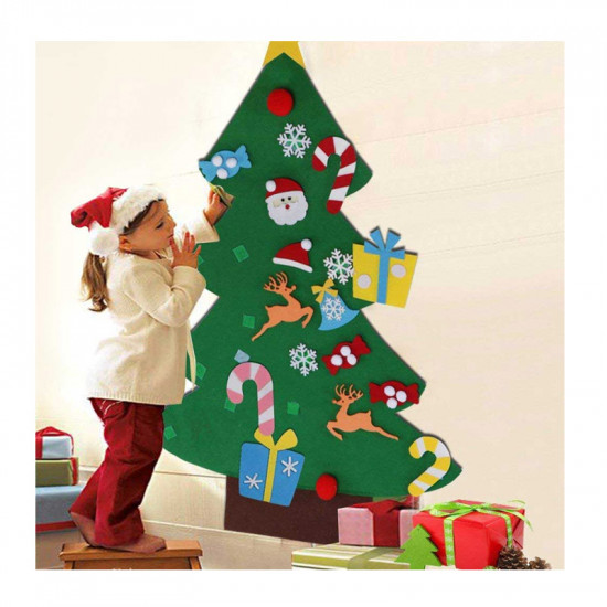 Χριστουγεννιάτικο Δέντρο Τοίχου από Τσόχα με 26 Στολίδια 70 x 110 cm Bakaji 02831548