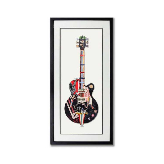 Supergreens Πίνακας Κολάζ “Guitar” Μαύρoς MDF/Γυαλί 50x100 εκ.