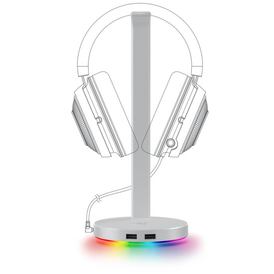 Razer BASE STATION V2 MERCURY Chroma - Chroma Enabled Headset Stand with USB 3.1 Hub and 7.1 Surroun