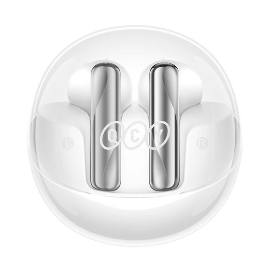 QCY Ailypods Clear White - Semi-Ear 13mm driver, wind cancel ENC for calls, NCVM & Air case TWS BT