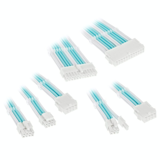 Kolink Core Adept Braided Cable Extension Kit – Brilliant White/Powder Blue