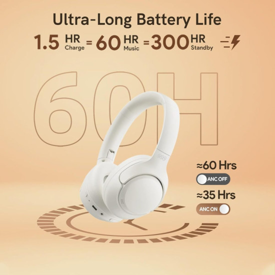 QCY H3 Headset White - Hybrid Feed Noise Canceling with 4 mode ANC Button - 60h battery