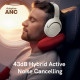 QCY H3 Headset White - Hybrid Feed Noise Canceling with 4 mode ANC Button - 60h battery