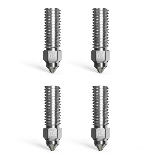 CREALITY High Flow Nozzle Kit for K1 & K1 Max, pack of 4: 2x0.4 1x0.6 1x0.8 steel chromium zirconium