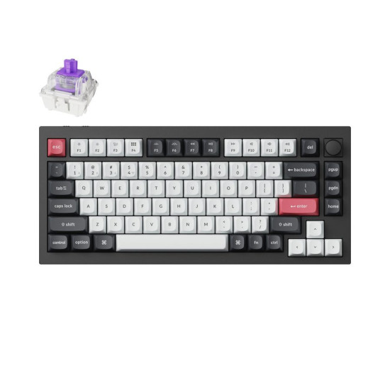 Keychron Q1 HE (Q1H-P1) QMK White Wireless Custom Hall Effect Keyboard Purple Switch US Layout