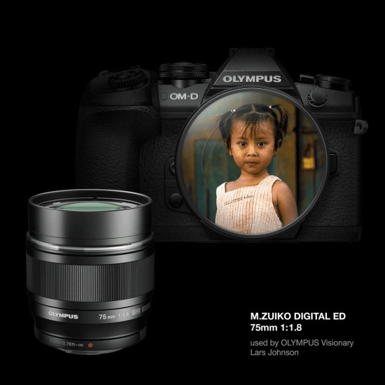 Olympus 75mm 1:1.8 BLACK M.ZUIKO DIGITAL (ET-M7518) Lense Micro FT