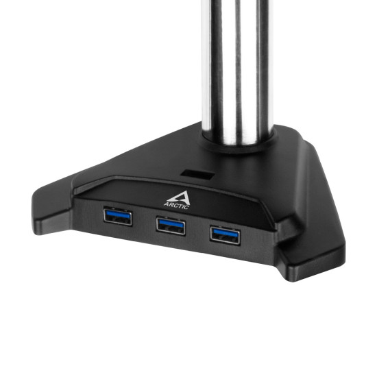Arctic Z2-3D (Gen 3) Dual Monitor arm with complete 3D movement and 4-port USB 3.0 hub with Mini-USB